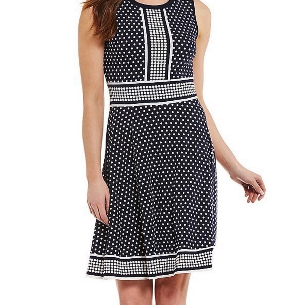 MICHAEL Michael Kors Black and White Patterned Midi Dress